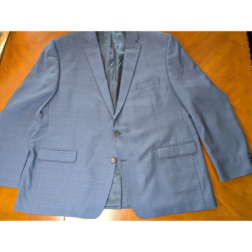 Lauren Ralph Lauren Blue Plaid Windowpane Suit Jacket Blazer Sport Coat 54L XL
